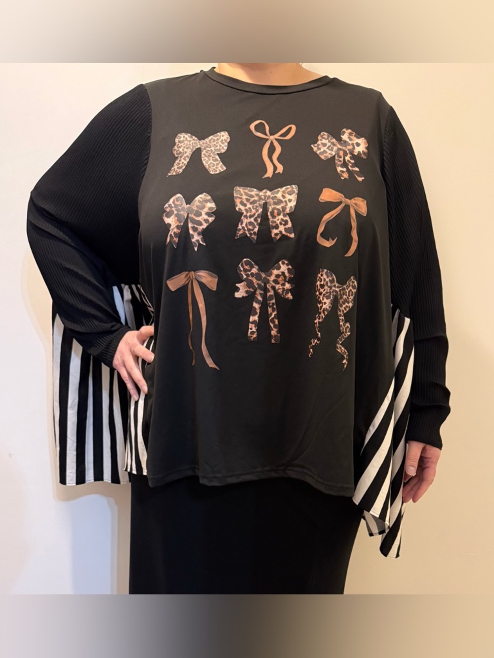 π€ππ€ Striped & Leopard Bow Top π€ππ€ - Picture 7 of 9